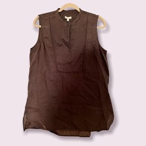 NWT- GAP Sleeveless Ramie Soft Black Loose Pullover Blouse- Size Large